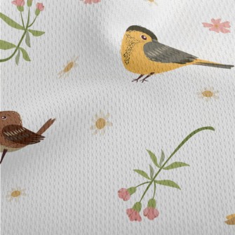 Hand Drawn Flowers And Birds Athletic Mesh Flat Back