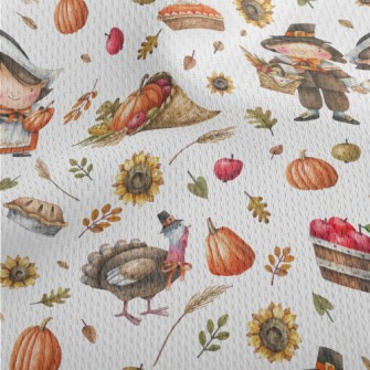 Hand Drawn Thanksgiving Activi Athletic Mesh Flat Back