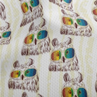 Owl With Colorful Sunglasses Athletic Mesh Flat Back