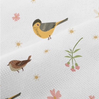 Hand Drawn Flowers And Birds Performance Linen