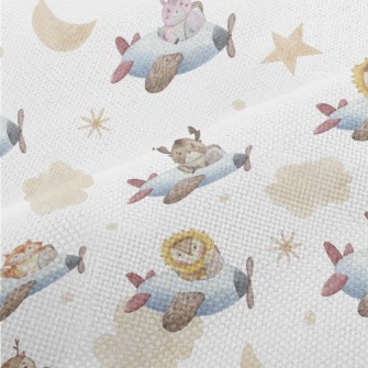 Watercolor Animals Flying Plan Performance Linen