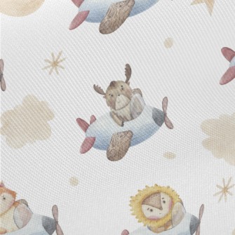 Watercolor Animals Flying Plan Twill