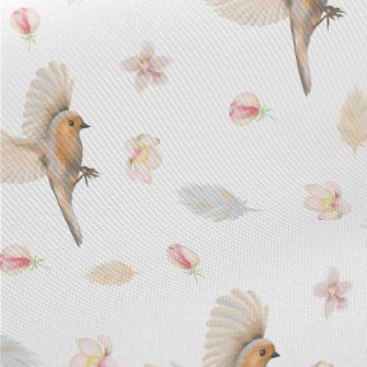 Beautiful Birds And Flowers Twill
