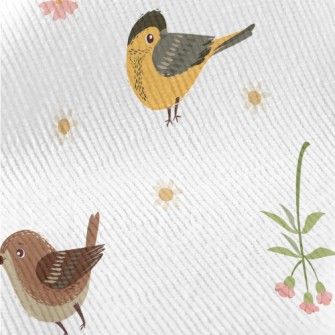 Hand Drawn Flowers And Birds Standard Corduroy