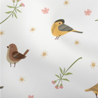 Hand Drawn Flowers And Birds Dobby
