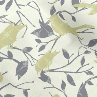 Bird And Tree Branch Silhouett Micro Fleece