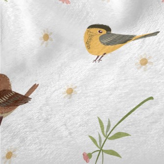 Hand Drawn Flowers And Birds Minky