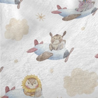 Watercolor Animals Flying Plan Minky