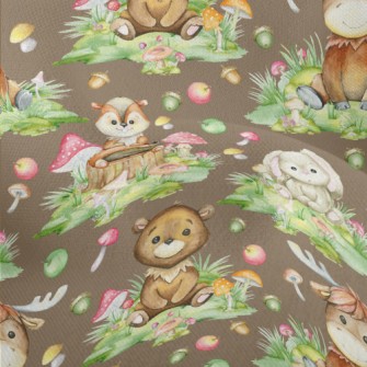 Cartoon Watercolor Baby Animal Lightweight Performance Linen