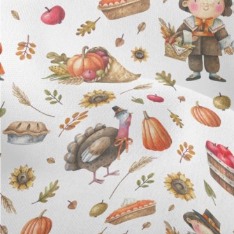 Hand Drawn Thanksgiving Activi Lightweight Performance Linen