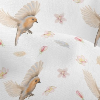 Beautiful Birds And Flowers Lightweight Performance Linen