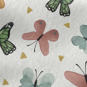 Beautiful Hand Drawn Butterfly Jersey Backed Fleece