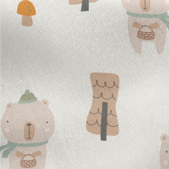 Cartoon Animal Bear Jersey Backed Fleece