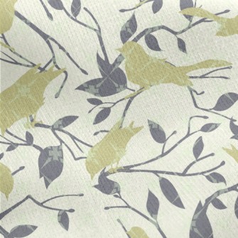 Bird And Tree Branch Silhouett Jersey Backed Fleece