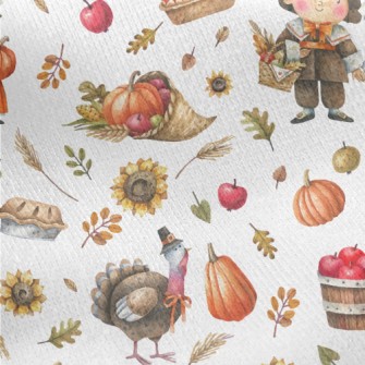 Hand Drawn Thanksgiving Activi Jersey Backed Fleece