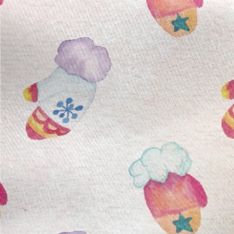 Hand Drawn Winter Gloves Jersey Backed Fleece