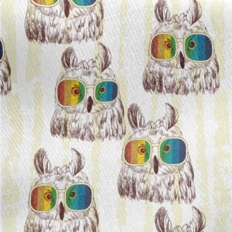 Owl With Colorful Sunglasses Jersey Backed Fleece