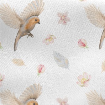 Beautiful Birds And Flowers Jersey Backed Fleece