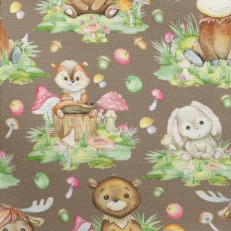 Cartoon Watercolor Baby Animal Pongee