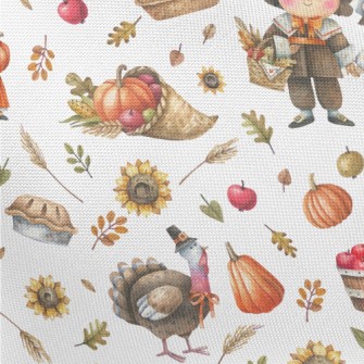 Hand Drawn Thanksgiving Activi Pongee