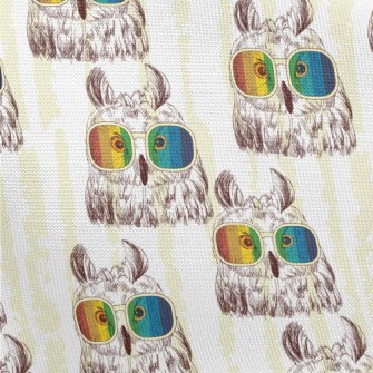 Owl With Colorful Sunglasses Pongee