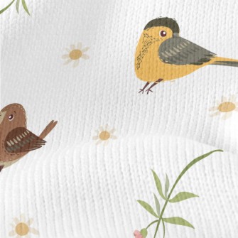 Hand Drawn Flowers And Birds Stretch Jersey