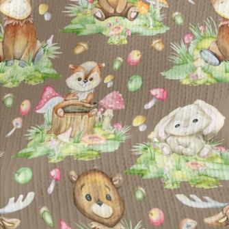 Cartoon Watercolor Baby Animal Stretch Jersey