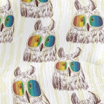 Owl With Colorful Sunglasses Stretch Jersey