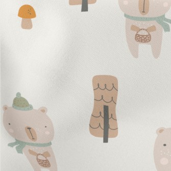 Cartoon Animal Bear Lightweight Cotton Poplin