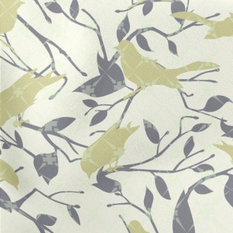 Bird And Tree Branch Silhouett Lightweight Cotton Poplin
