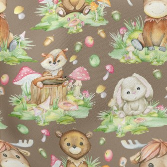 Cartoon Watercolor Baby Animal Lightweight Cotton Poplin