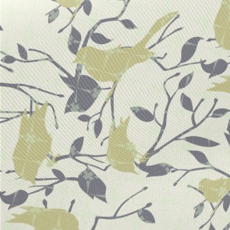 Bird And Tree Branch Silhouett Midweight Cotton Poplin