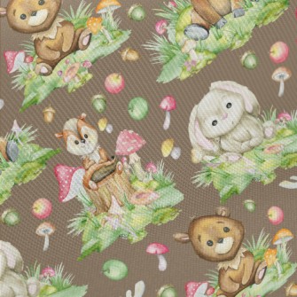 Cartoon Watercolor Baby Animal Midweight Cotton Poplin