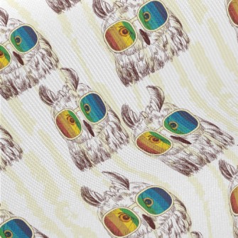 Owl With Colorful Sunglasses Midweight Cotton Poplin