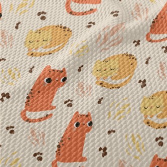 Orange Cartoon Cat Birdseye Piqué