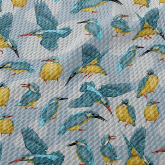 Cartoon Common Kingfisher Birdseye Piqué
