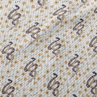 Beautiful Snake With Flowers Birdseye Piqué