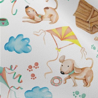 Happy Puppy Playing With Kite Chiffon
