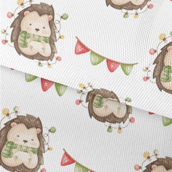 Hand Drawn Christmas Hedgehog Waterproof Oxford