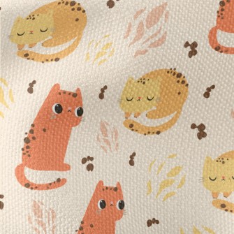 Orange Cartoon Cat Waterproof Canvas