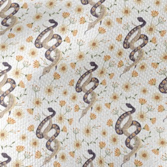 Beautiful Snake With Flowers Waterproof Canvas