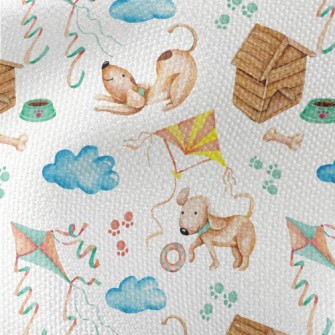 Happy Puppy Playing With Kite Waterproof Canvas