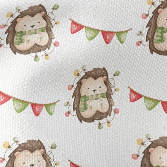 Hand Drawn Christmas Hedgehog Waterproof Canvas