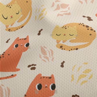 Orange Cartoon Cat Athletic Mesh Flat Back