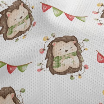 Hand Drawn Christmas Hedgehog Athletic Mesh Flat Back