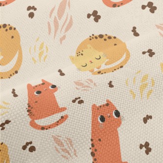 Orange Cartoon Cat Performance Linen