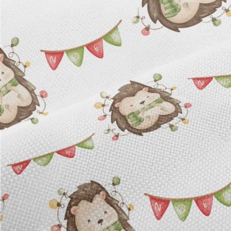 Hand Drawn Christmas Hedgehog Performance Linen