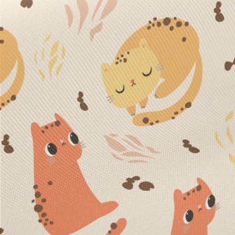 Orange Cartoon Cat Twill