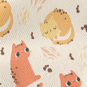 Orange Cartoon Cat Standard Corduroy