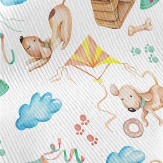 Happy Puppy Playing With Kite Standard Corduroy